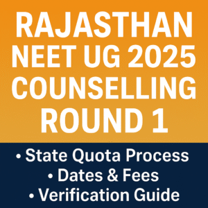 Rajasthan NEET UG 2025 Counselling Round 1: State Quota Process, Dates, Fees & Verification Guide 2 Rajasthan NEET UG 2025 Counselling Round 1